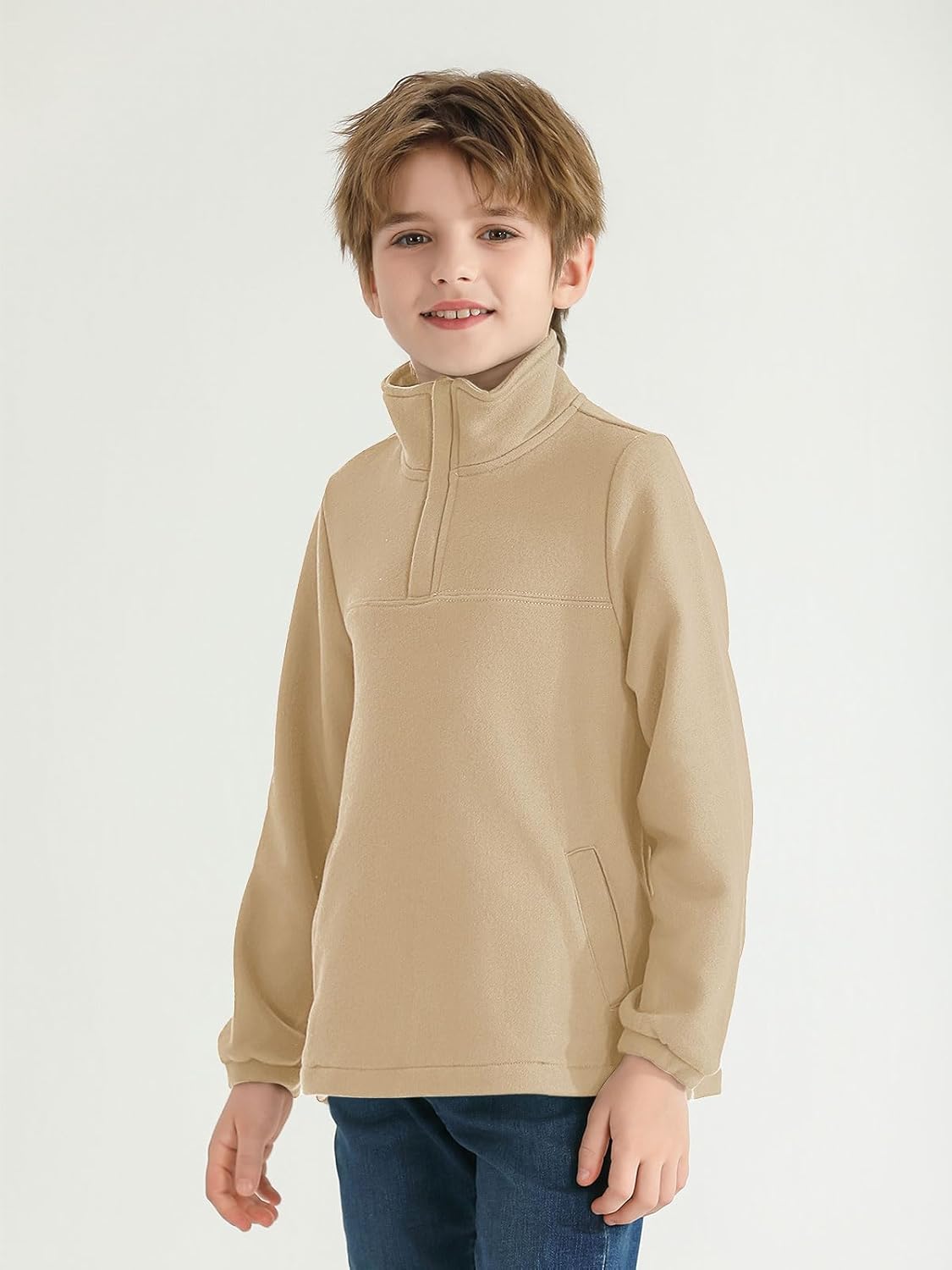 Warm Stylish Boys Fleece Mock Neck Pullover