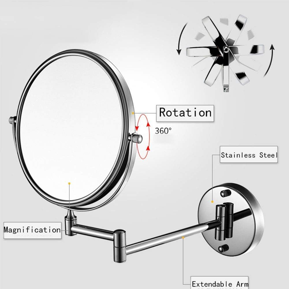 LCARY Wall Mirror with 360 Degree Swivel and Extendable Arm