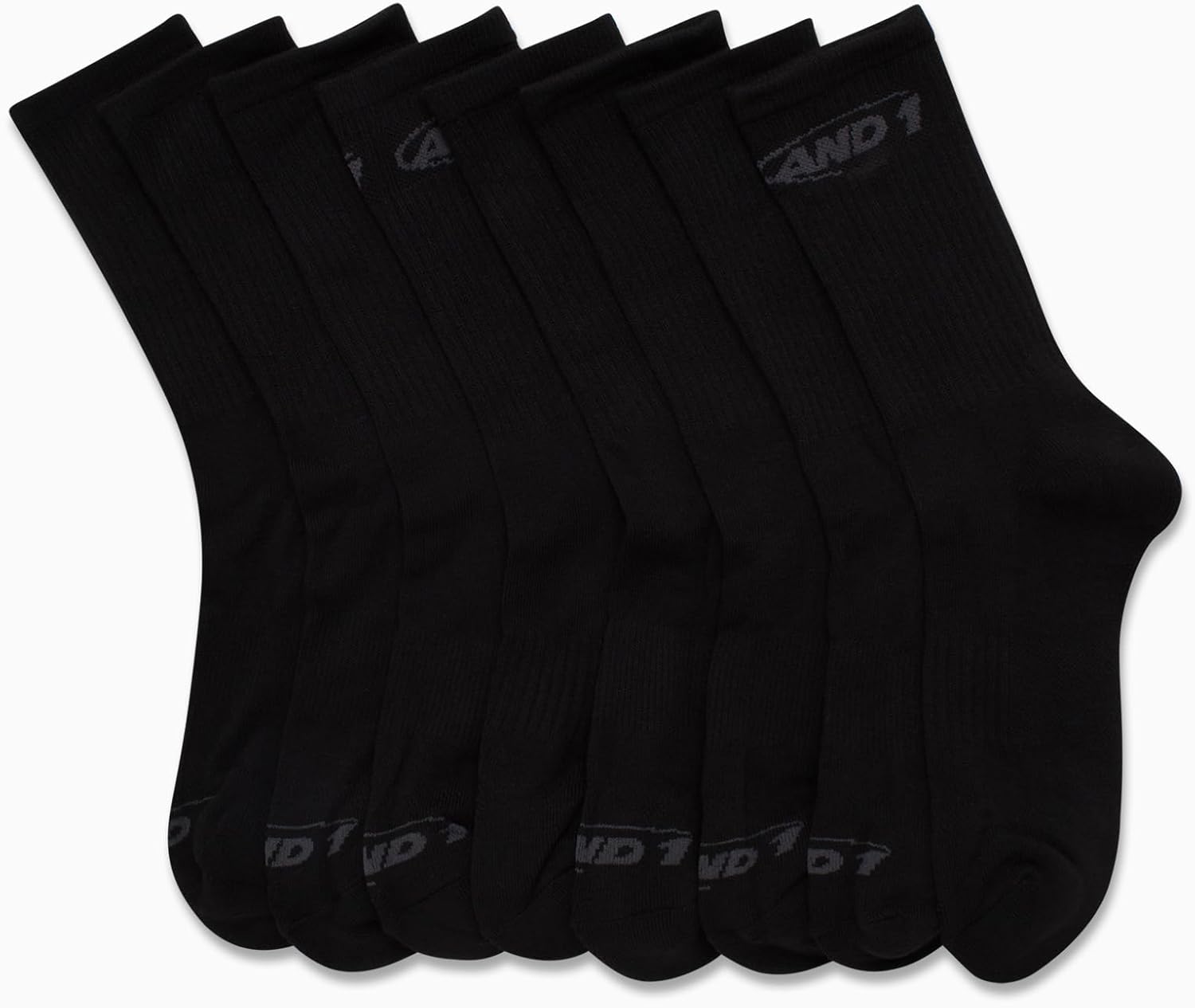 AND1 Boys Crew Socks 8 Pack Soft Athletic Mid Calf
