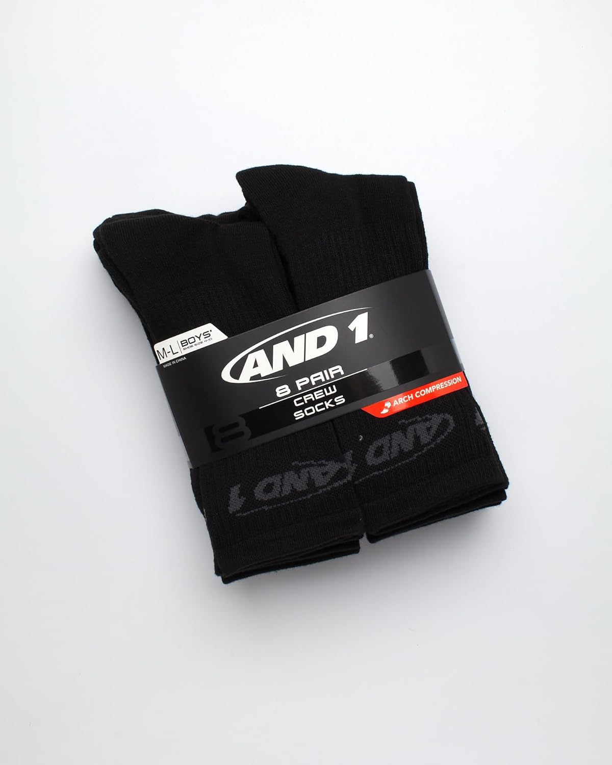 AND1 Boys Crew Socks 8 Pack Soft Athletic Mid Calf
