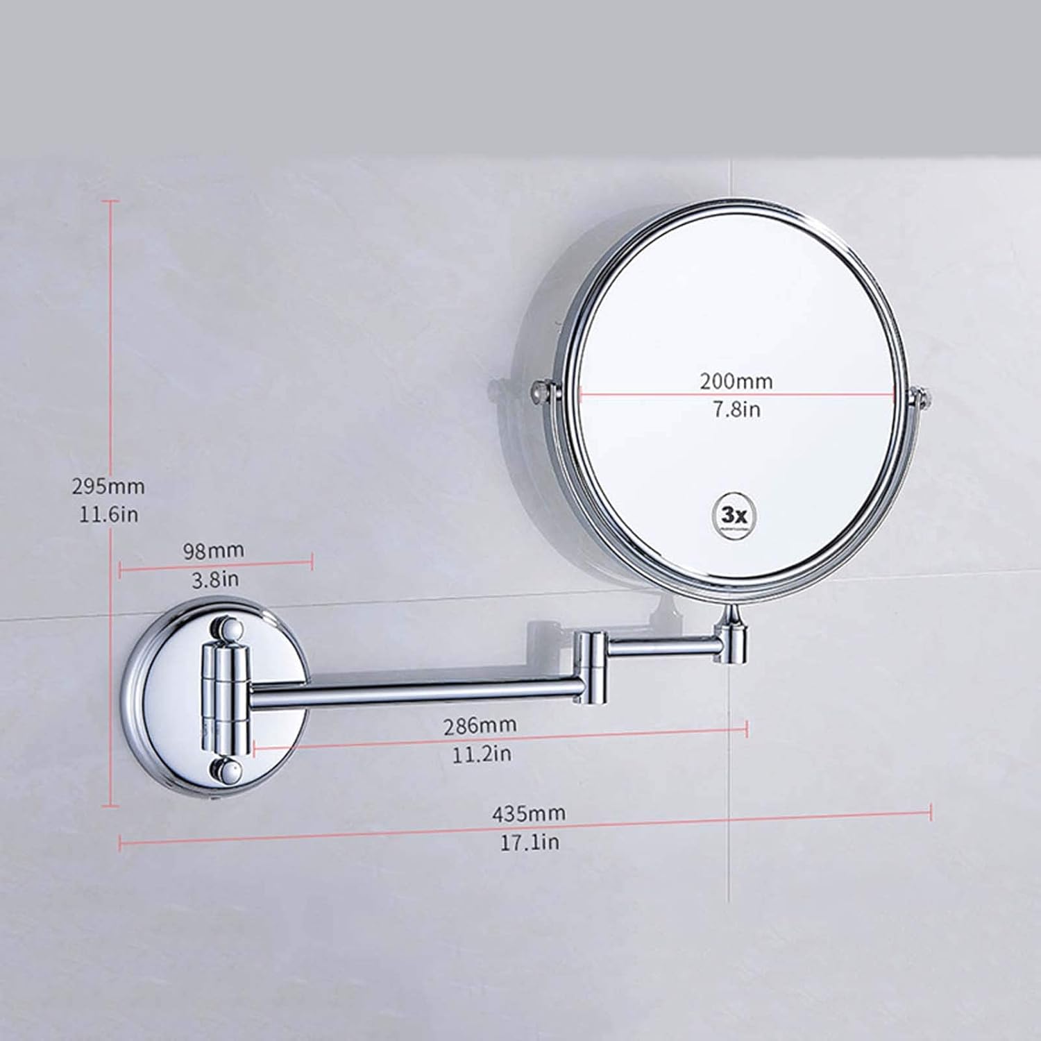 DEIHGE 10X Magnifying Wall Mounted Makeup Mirror with 360 Degree Rotation