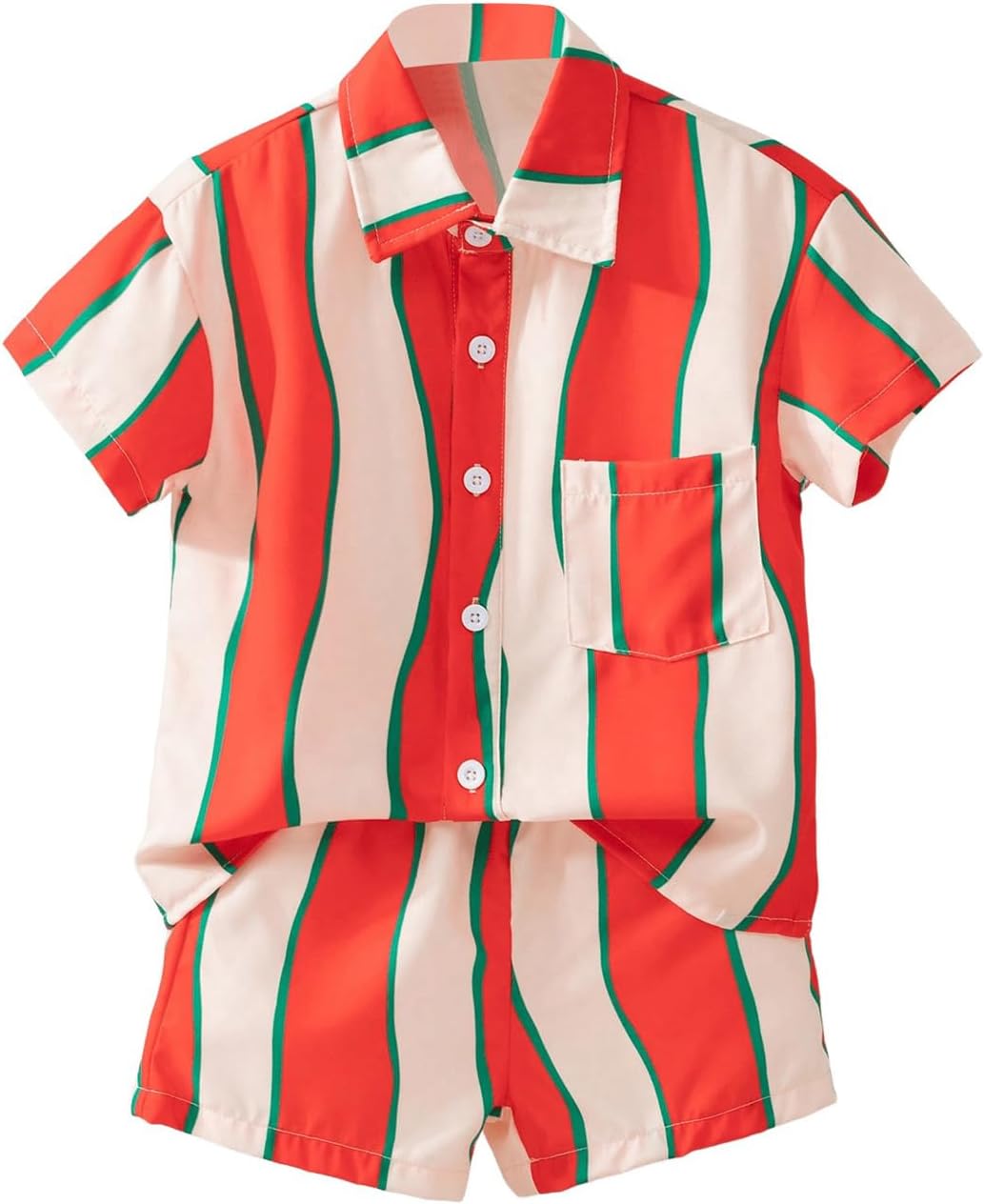 Perfect Boys 2-Piece Outfit Casual Striped Button Down Set