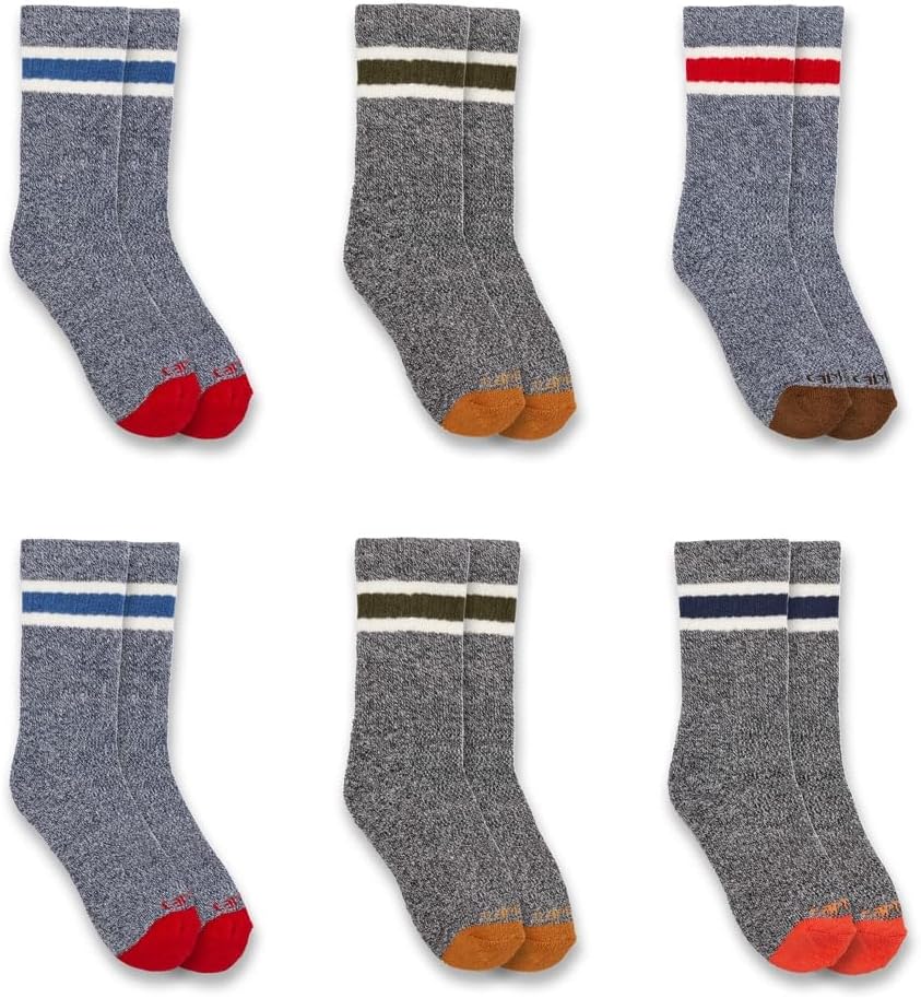Carhartt Boys Midweight Camp Crew Socks 6 Pack