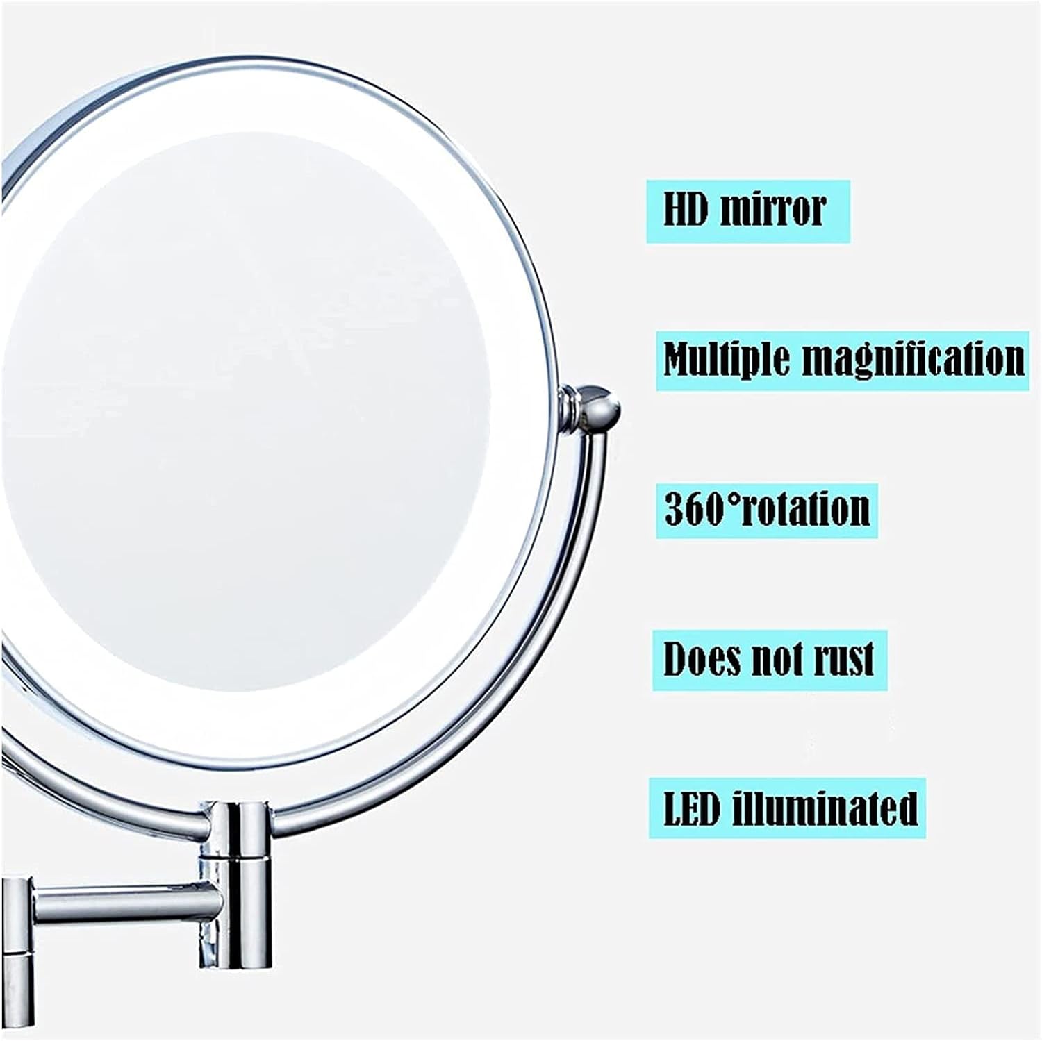 Magnifying Wall Mirror with LCD Lights