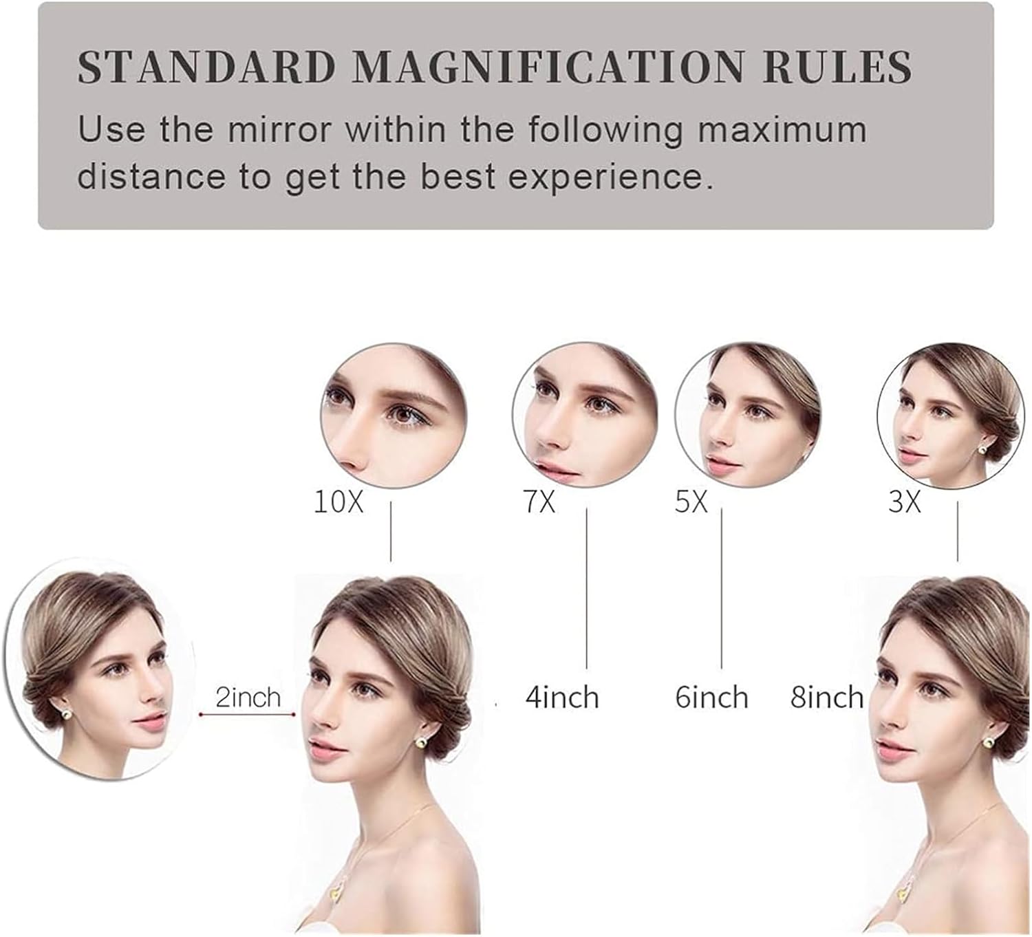 Touch Dimming LED Makeup Mirror with 10X Magnification