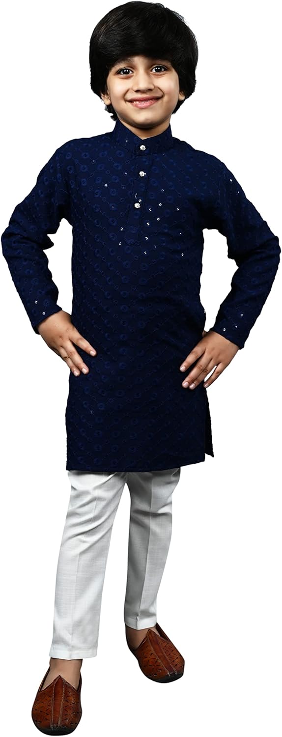AHHAAAA Boys Sequin Kurta Set