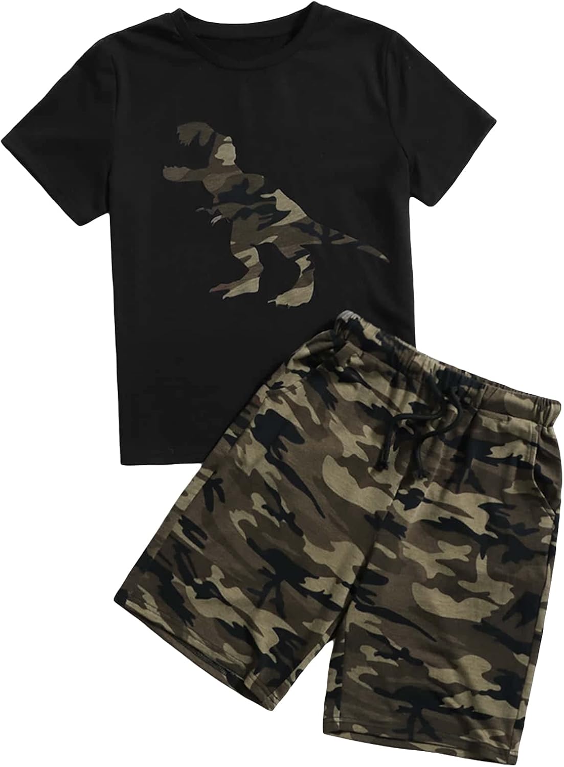 Camouflage boys short sleeve team outfit set