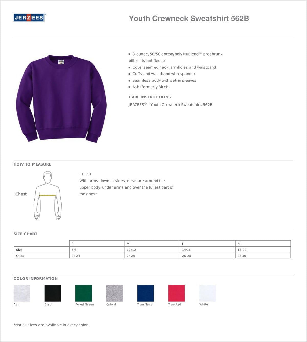 Jersey Youth NuBlend Crew Neck Sweatshirt Chocolate 562B