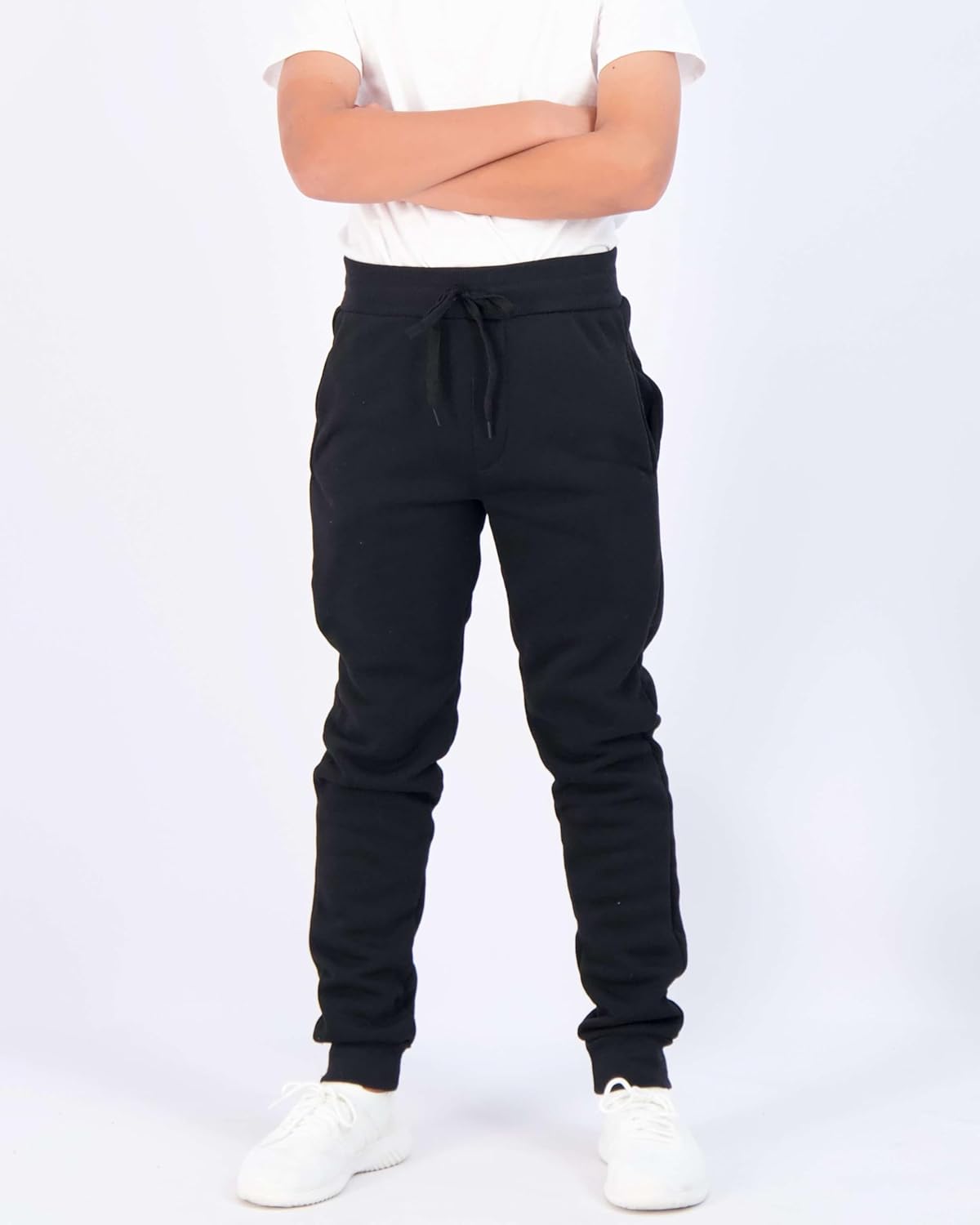 Real Essentials Boys Cotton Active Fleece Jogger Sweatpants Comfortable Stylish 3-Pack