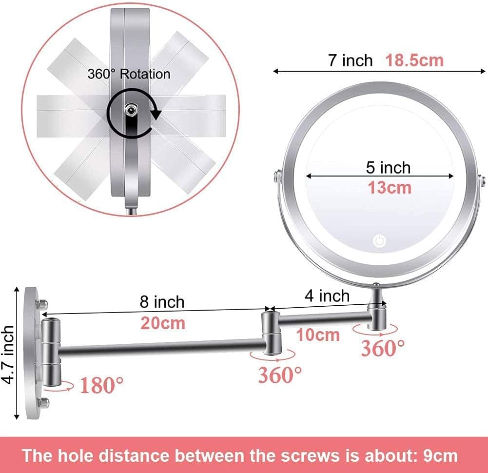 FUDGIO 7-inch Makeup Mirror with 10x Magnification 360-Degree Swivel Rotation