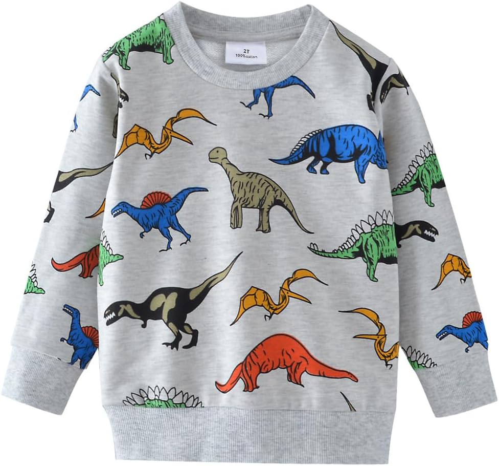 Toddler Boys Sweatshirts with Dinosaur Print and Elephant Trunk Sleeves