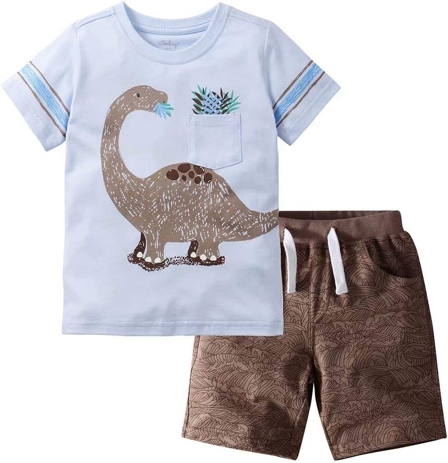 Gorboig Toddler Boys Dinosaur-Sprint Summer Outfits 2-7T