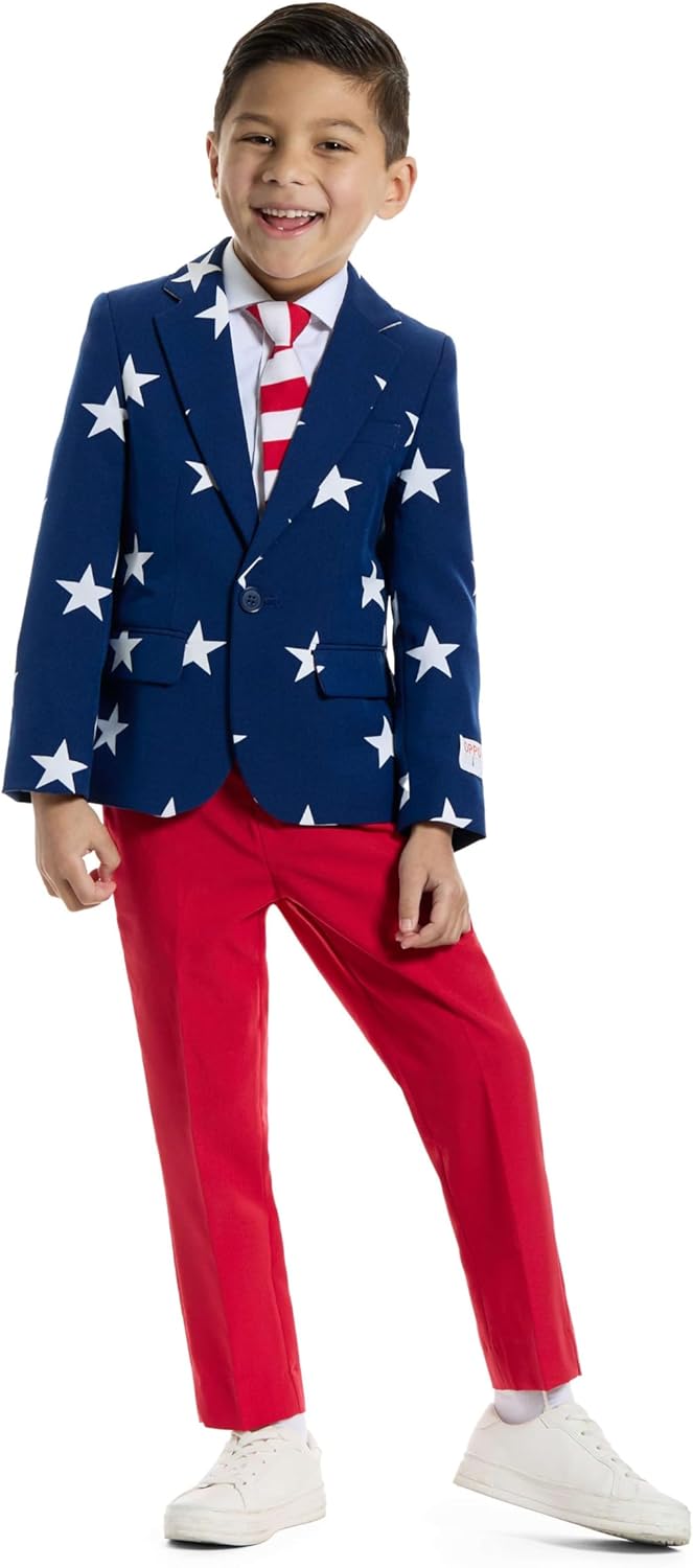 Patriotic 4th of July Boys USA Flag Suit