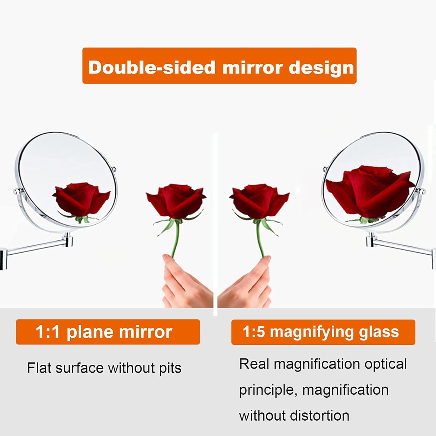 DEIHGE Magnification Wall Mounted Makeup Mirror - Double Sided 360 Swivel Foldable