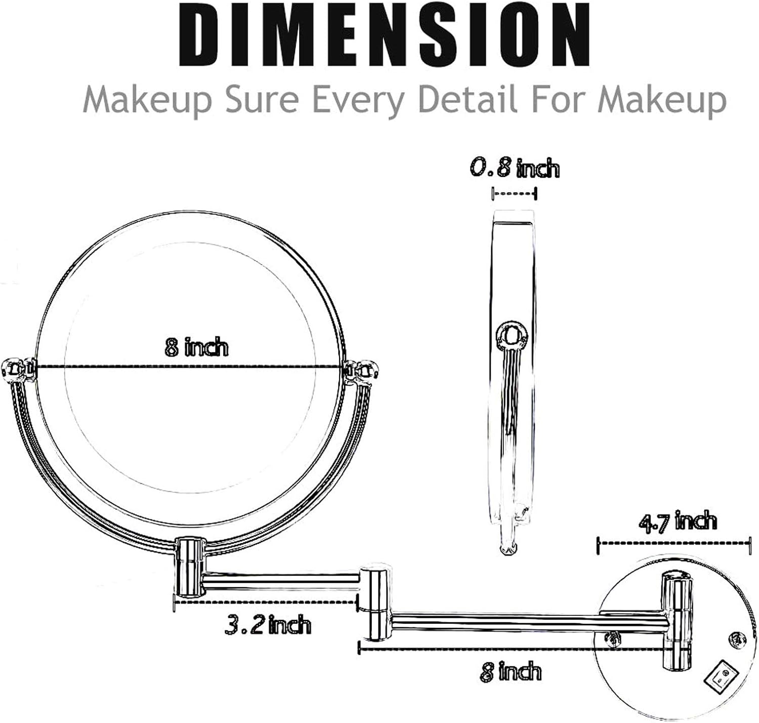 Compact 10X Makeup Mirror with Built-in Lights and Swivel Design