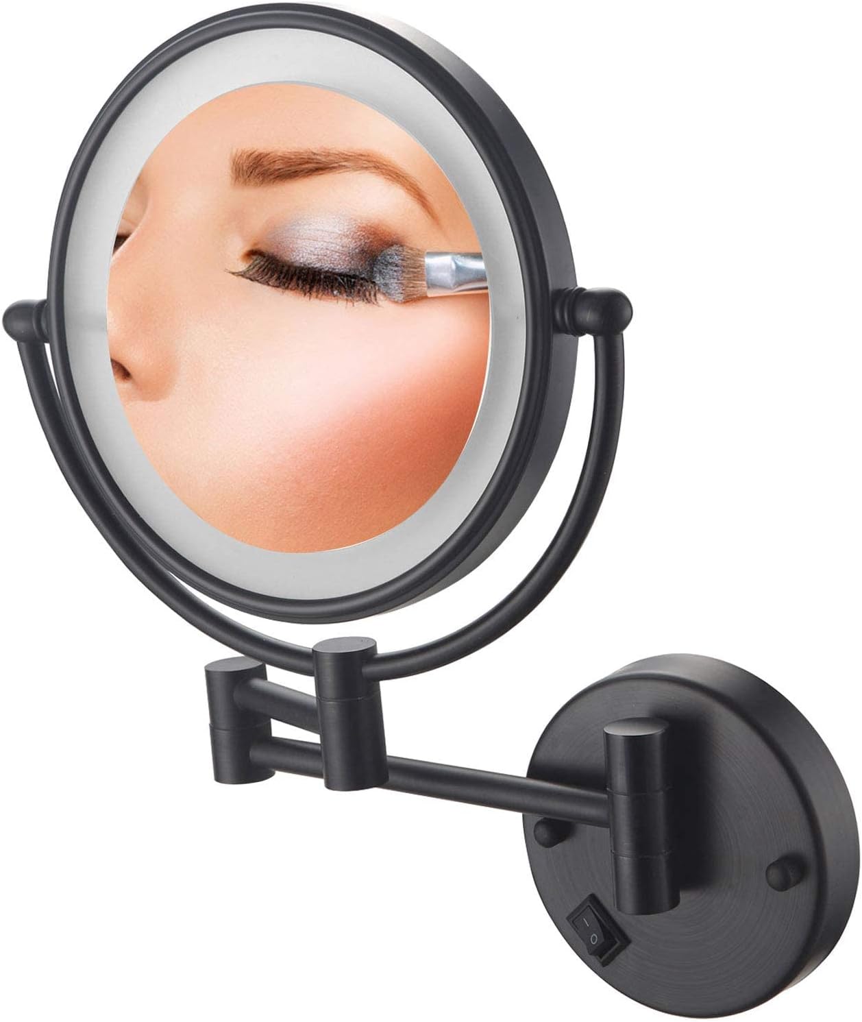Magnifying Double-Sided Wall-Mounted Mirror w 7X-8X Magnification