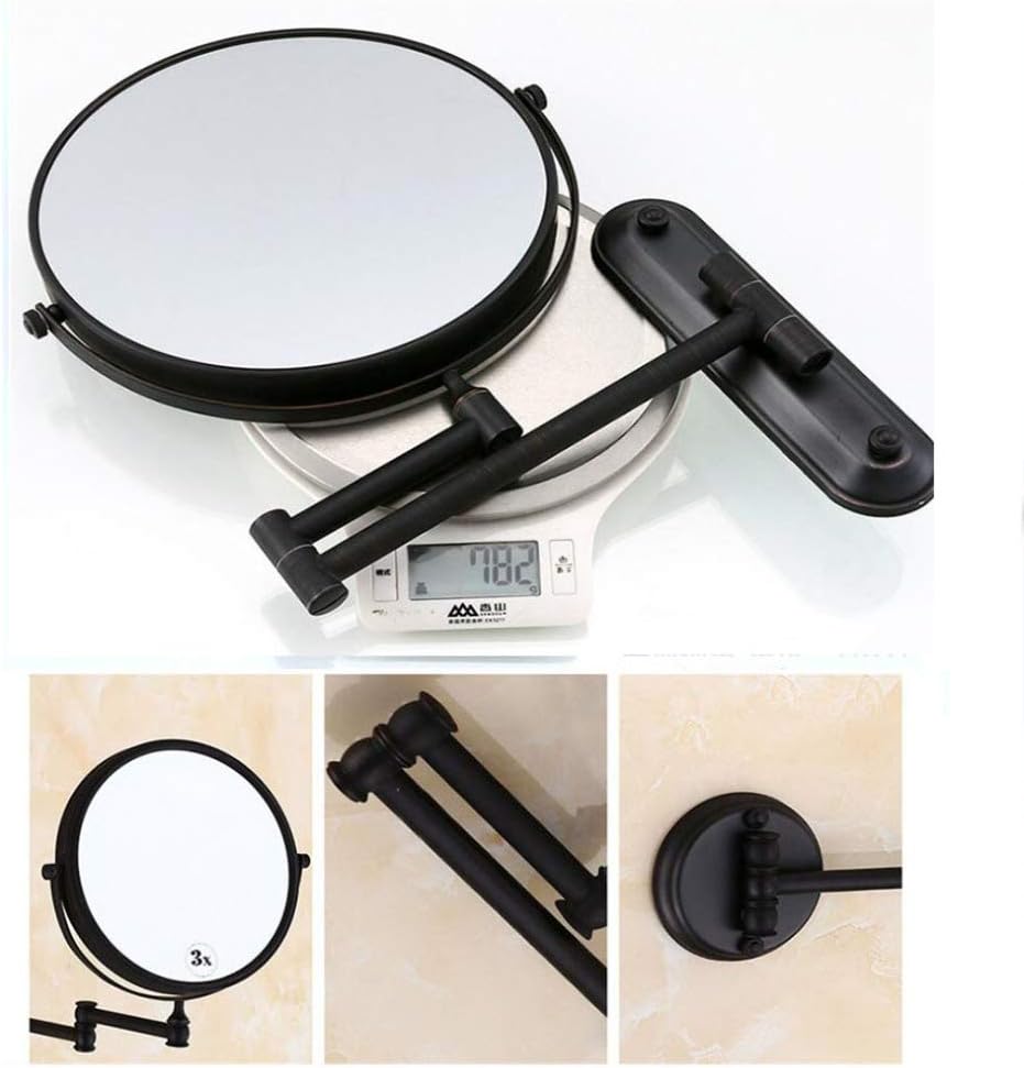 LCARY Two-Sided Wall Mounted Makeup Mirror 3X Magnification 360Swivel Extendable Black