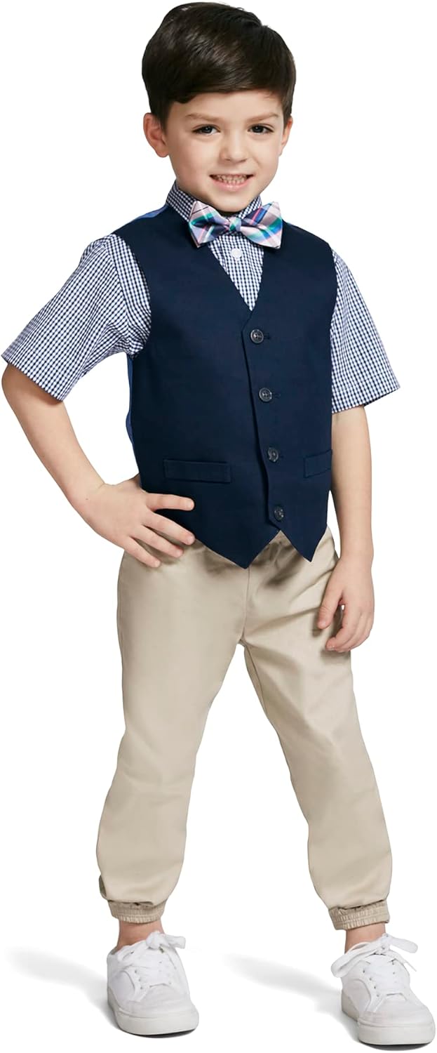 Nautica Boys 4-Piece Formal Set with Vest Pants Shirt and Tie