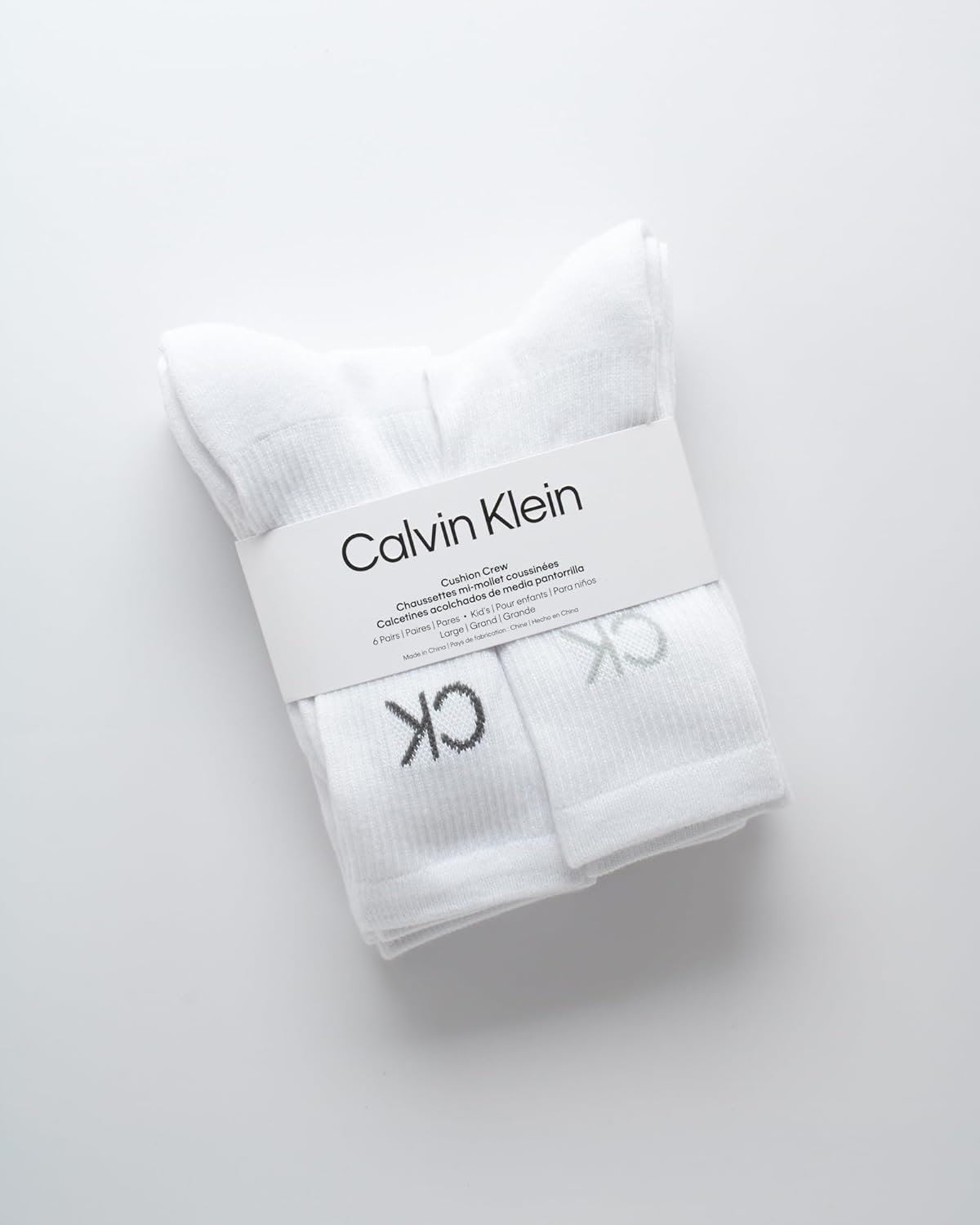 Calvin Klein Boys Crew Socks 6 Pack Stretch Comfort Mid Calf