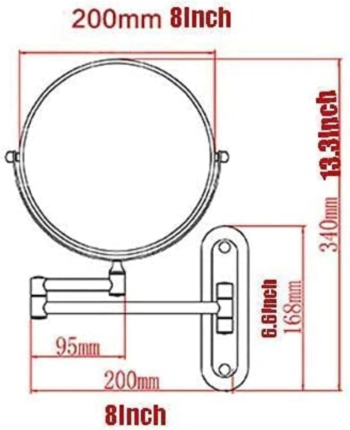 FUDGIO Extendable 360 Rotation Makeup Mirror