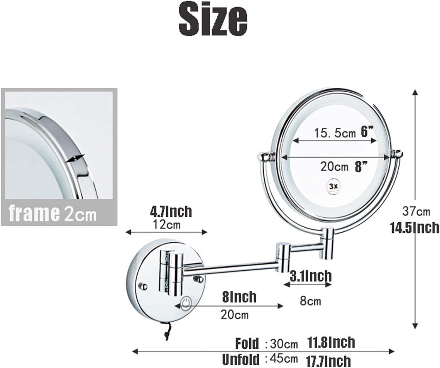 FUDGIO Makeup Mirror Extendable 360 Rotation Perfect for Beauty
