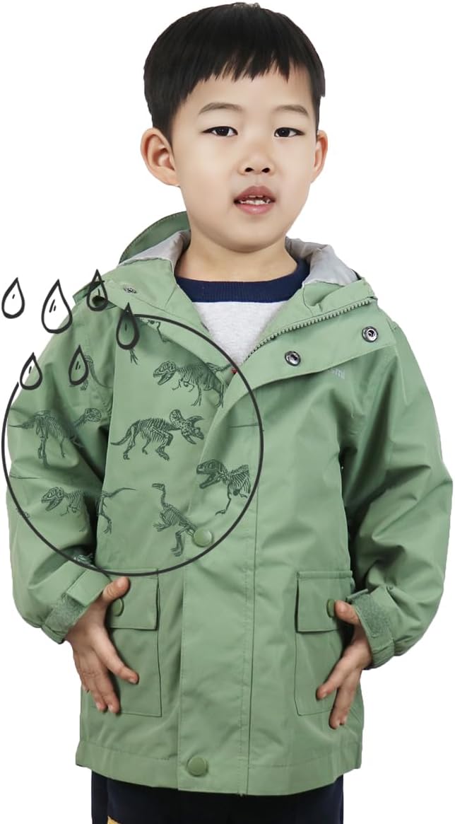 Wooksmi Kids Waterproof Rain Jacket Boys Girls 5000mm polyester Unisex Design Reflective Details