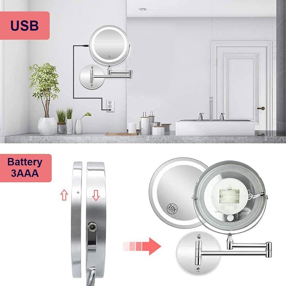 FUDGIO 7-inch Makeup Mirror with 10x Magnification 360-Degree Swivel Rotation