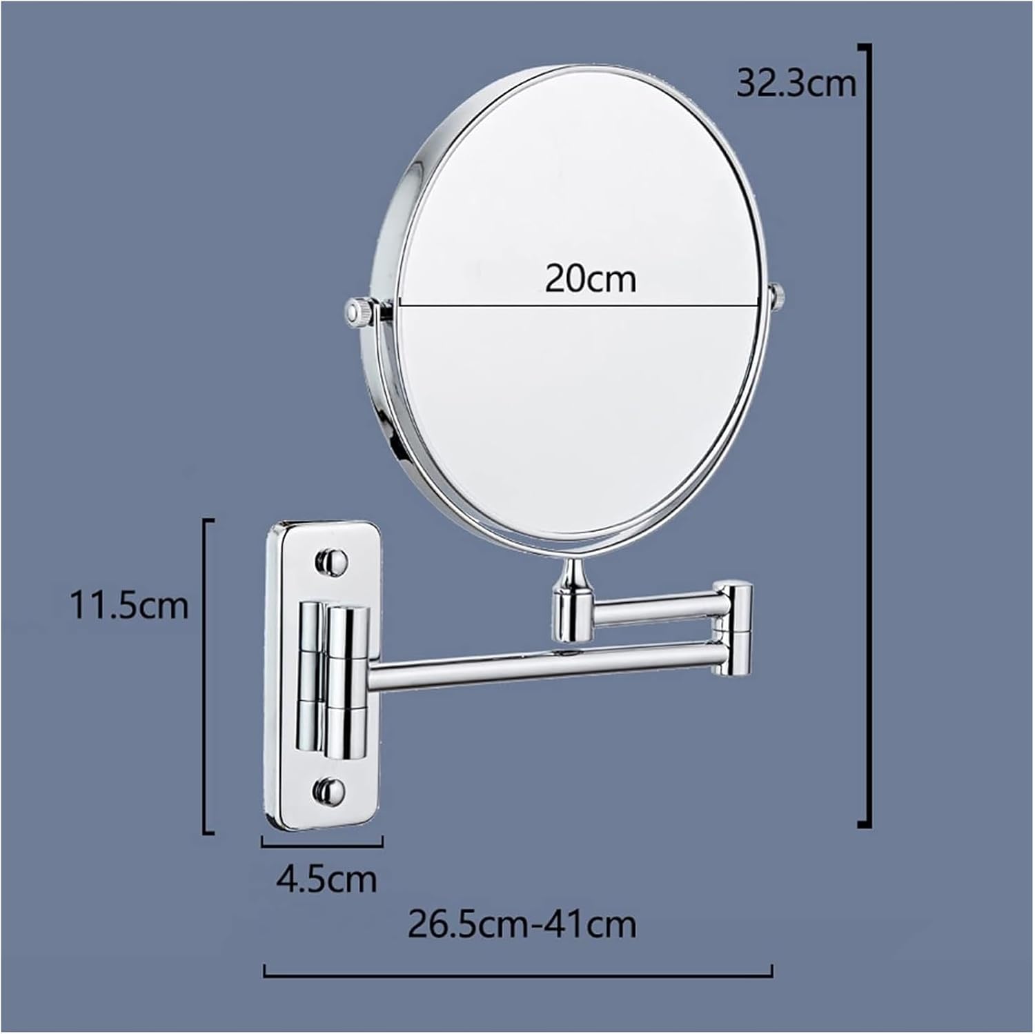 8 Inch Double Sided Lighted Makeup Mirror with Swivel Arm and Magnification