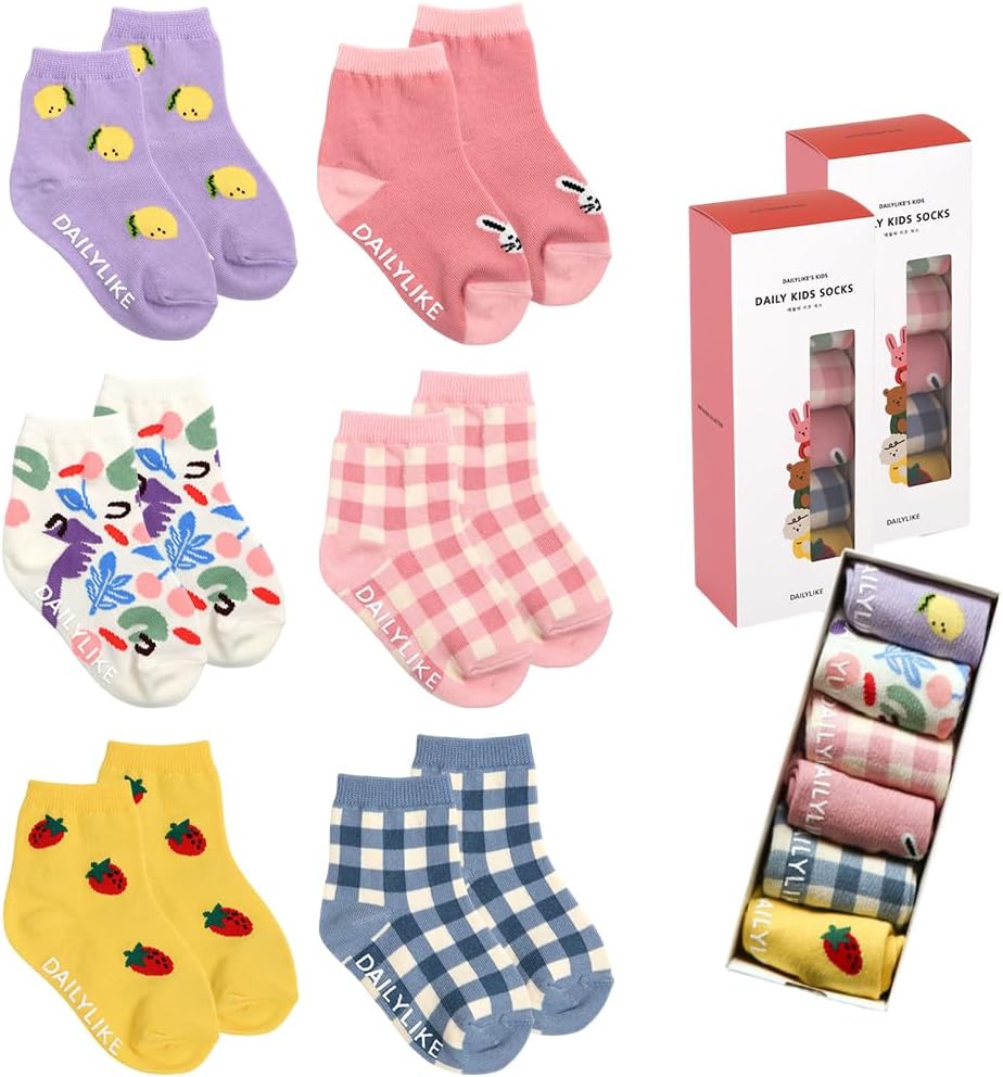 Dailylike Anti-Slip Grip Socks for Babies and Kids 6 Pairs