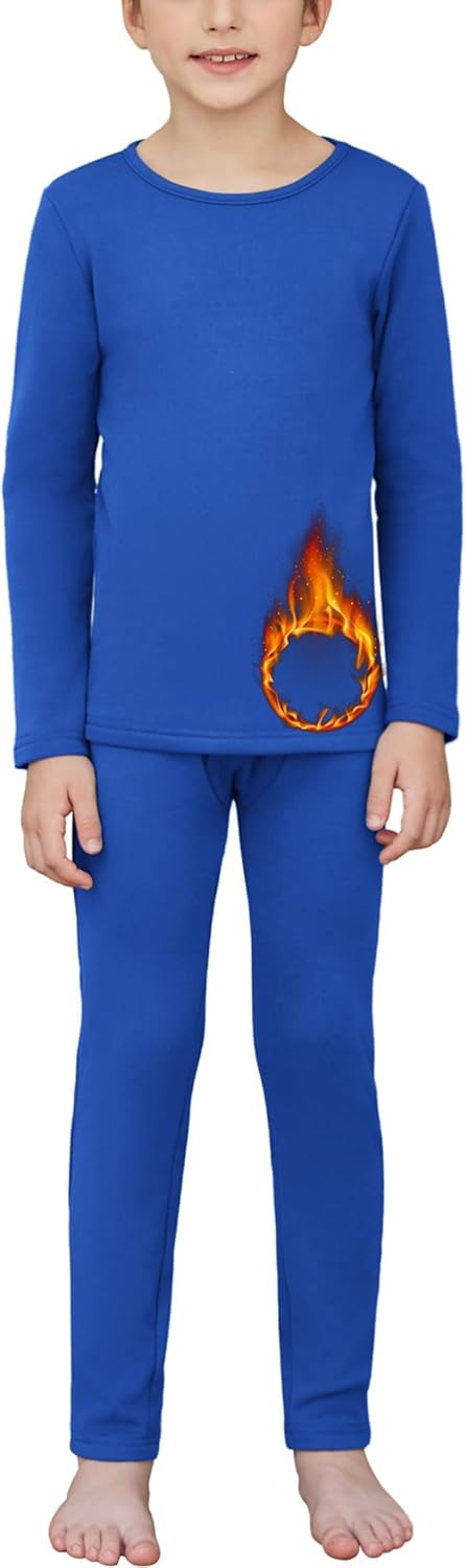 Arshiner Boys Thermal Underwear Set - Warm Fleece Long Johns for Winter