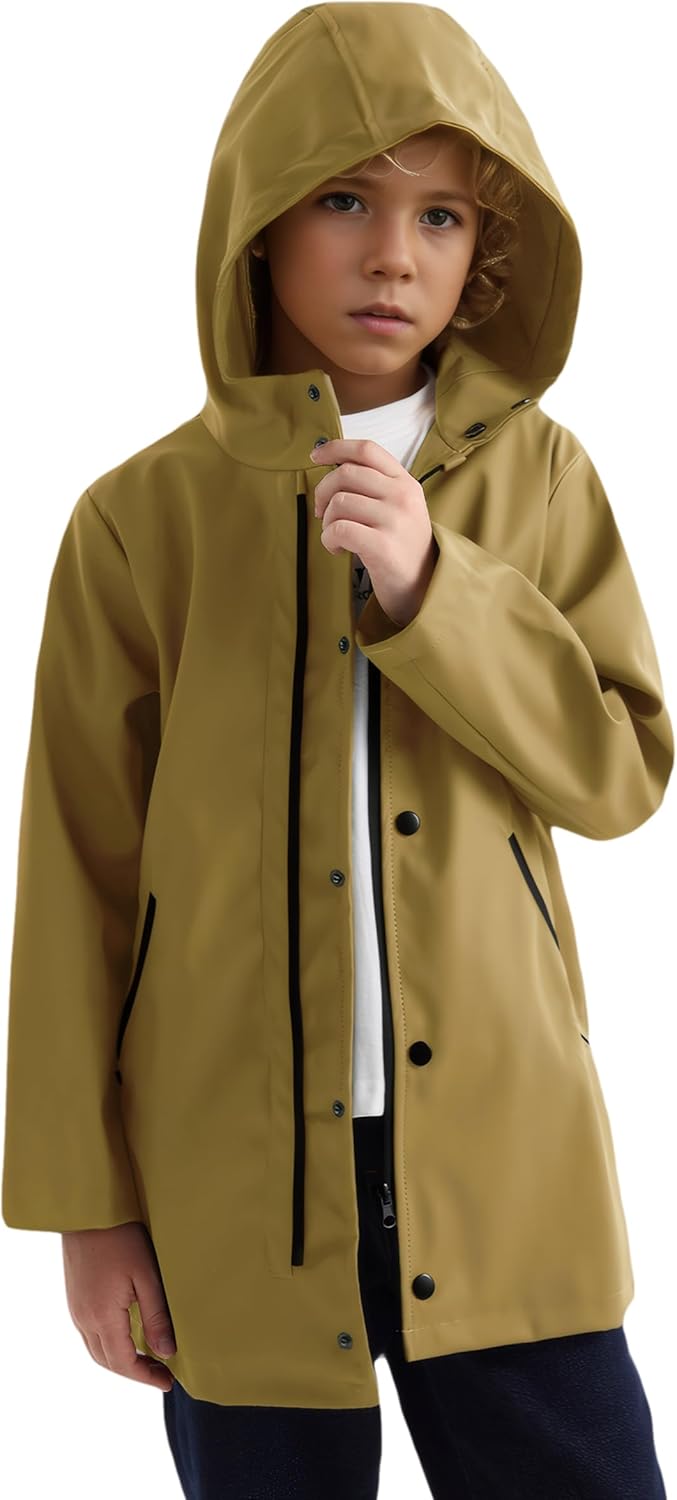 SOLOCOTE Boys Waterproof Rain Jacket