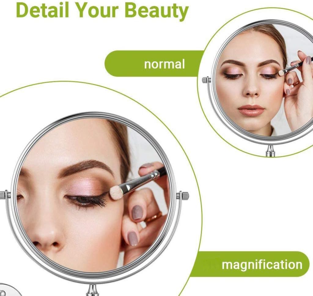 Wall-Mounted 360-Degree Swivel Makeup Mirror 3X Magnification 8in LCARY