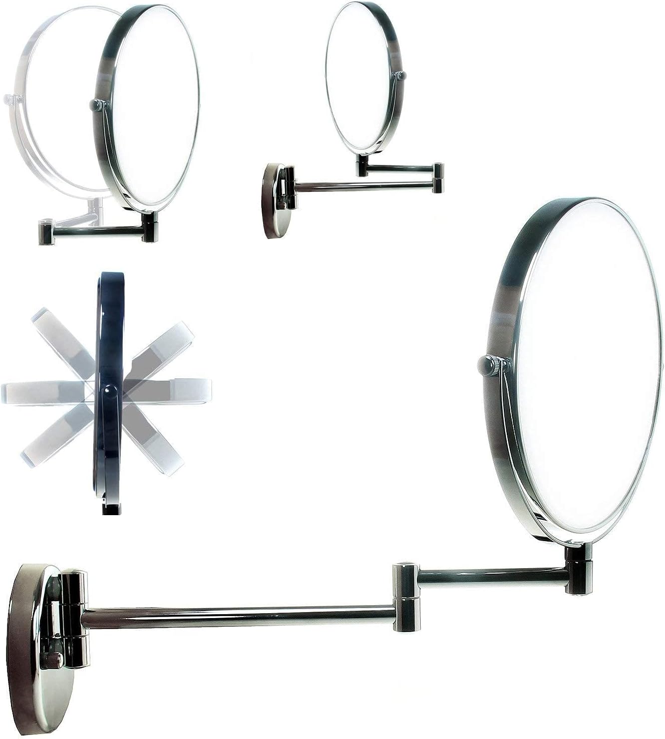 FUDGIO Wall-Mounted Vanity Mirror with Two-Sided Shaving Makeup Features