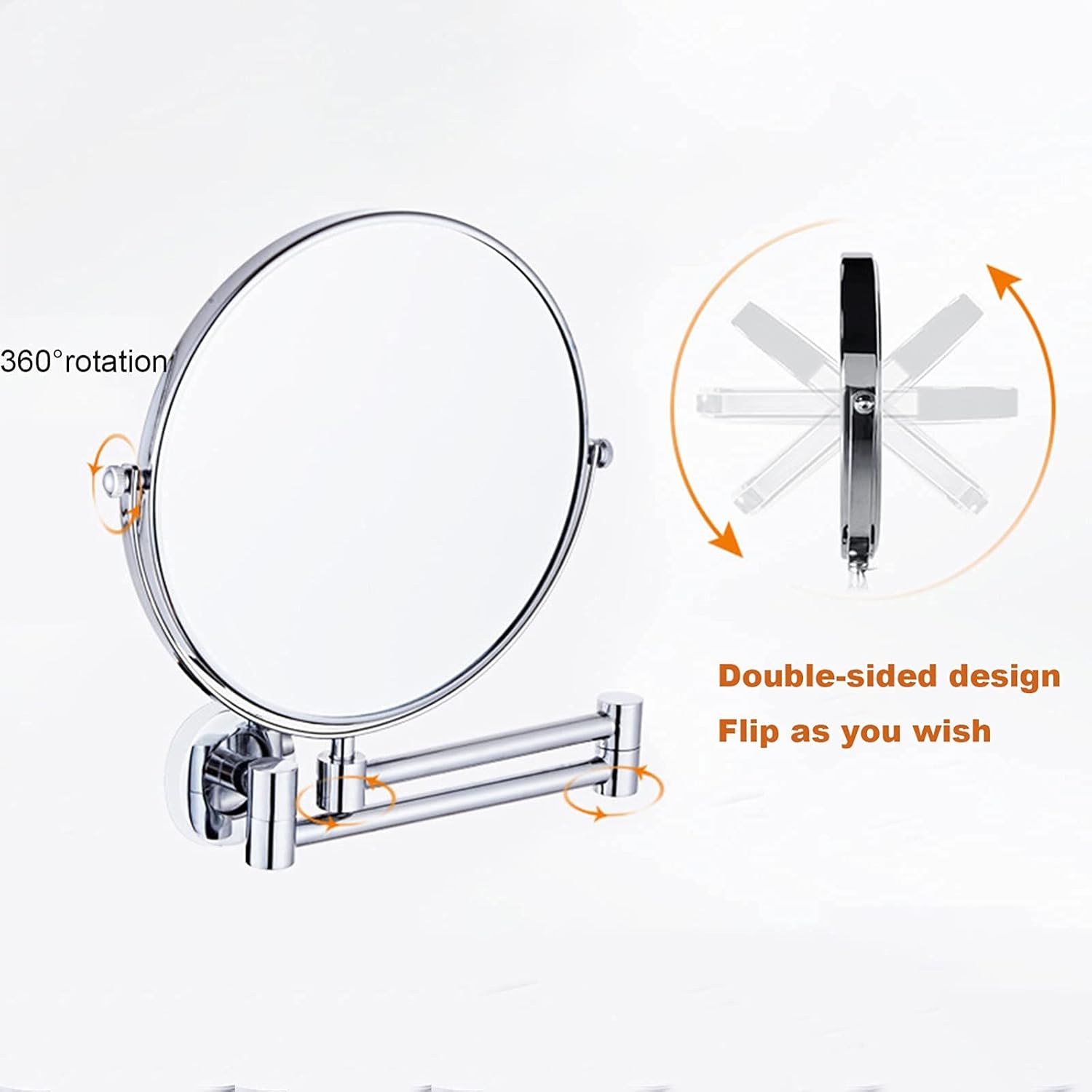 DEIHGE Magnification Wall Mounted Makeup Mirror - Double Sided 360 Swivel Foldable