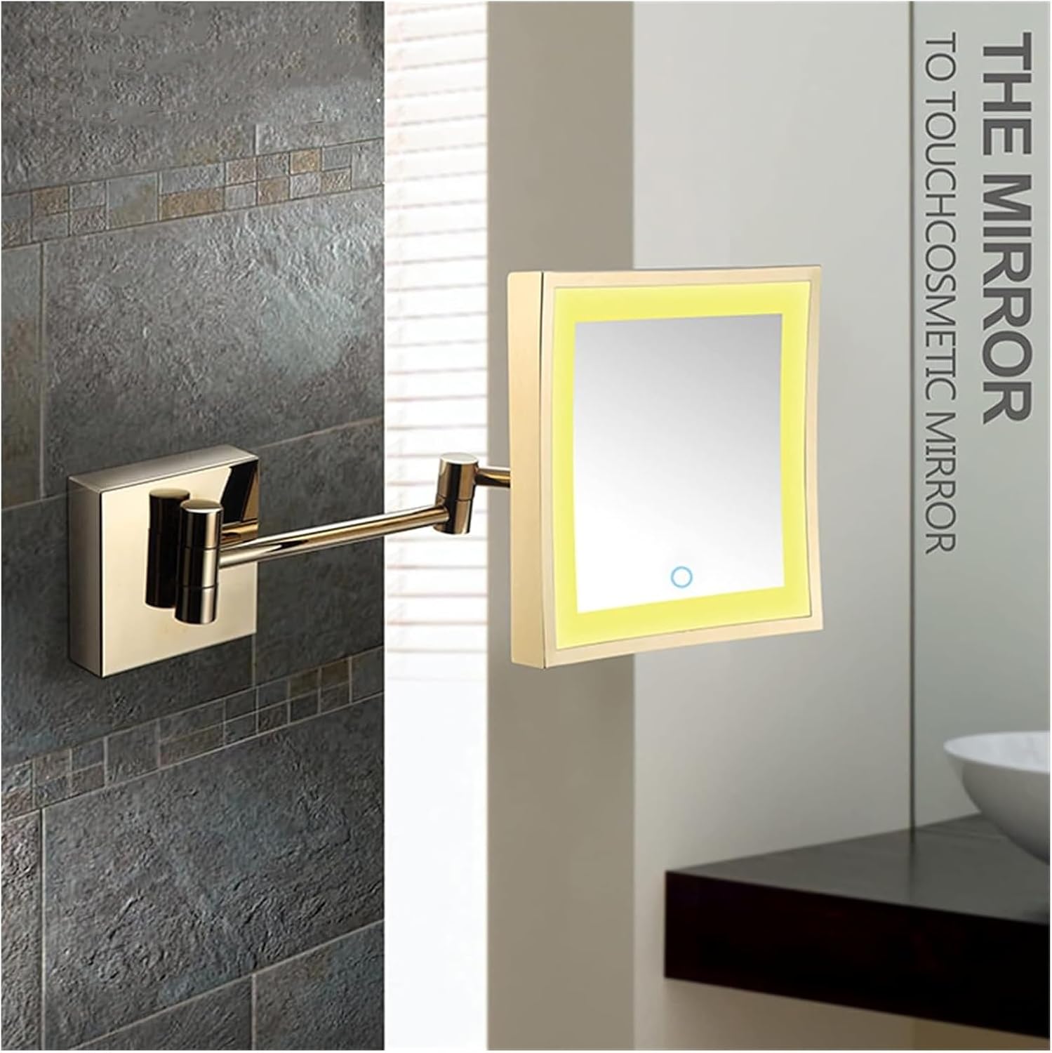 Rose Gold LED Wall Mounted Makeup Mirror with Touch Sensor
