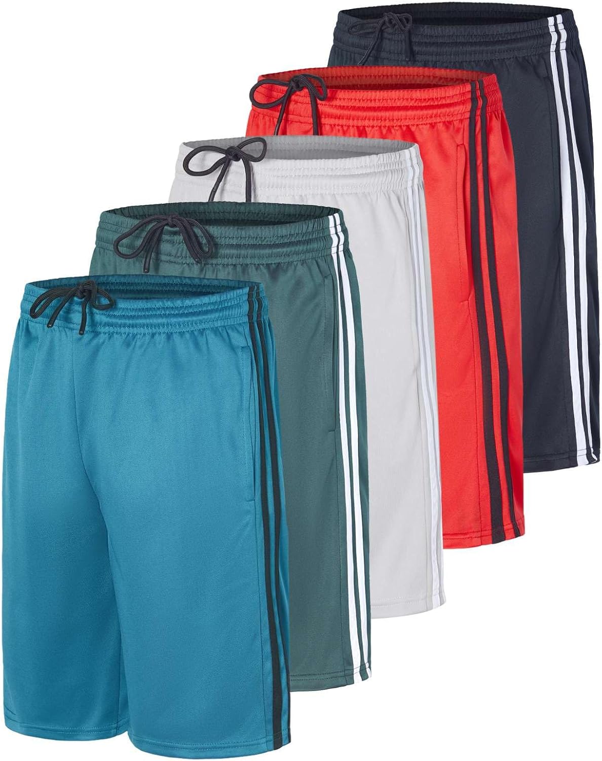 Real Essentials 5 Pack Boys Basketball Shorts with Pockets