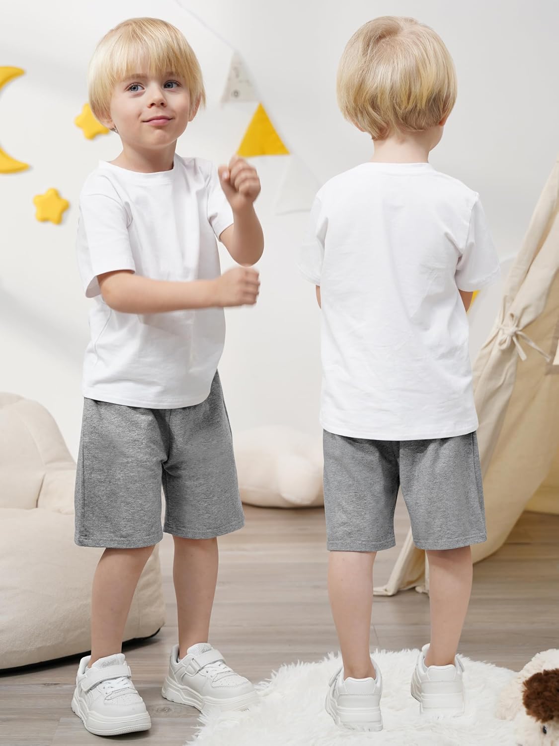 Resinta 5-Piece Toddler Boys Cotton Shorts Set