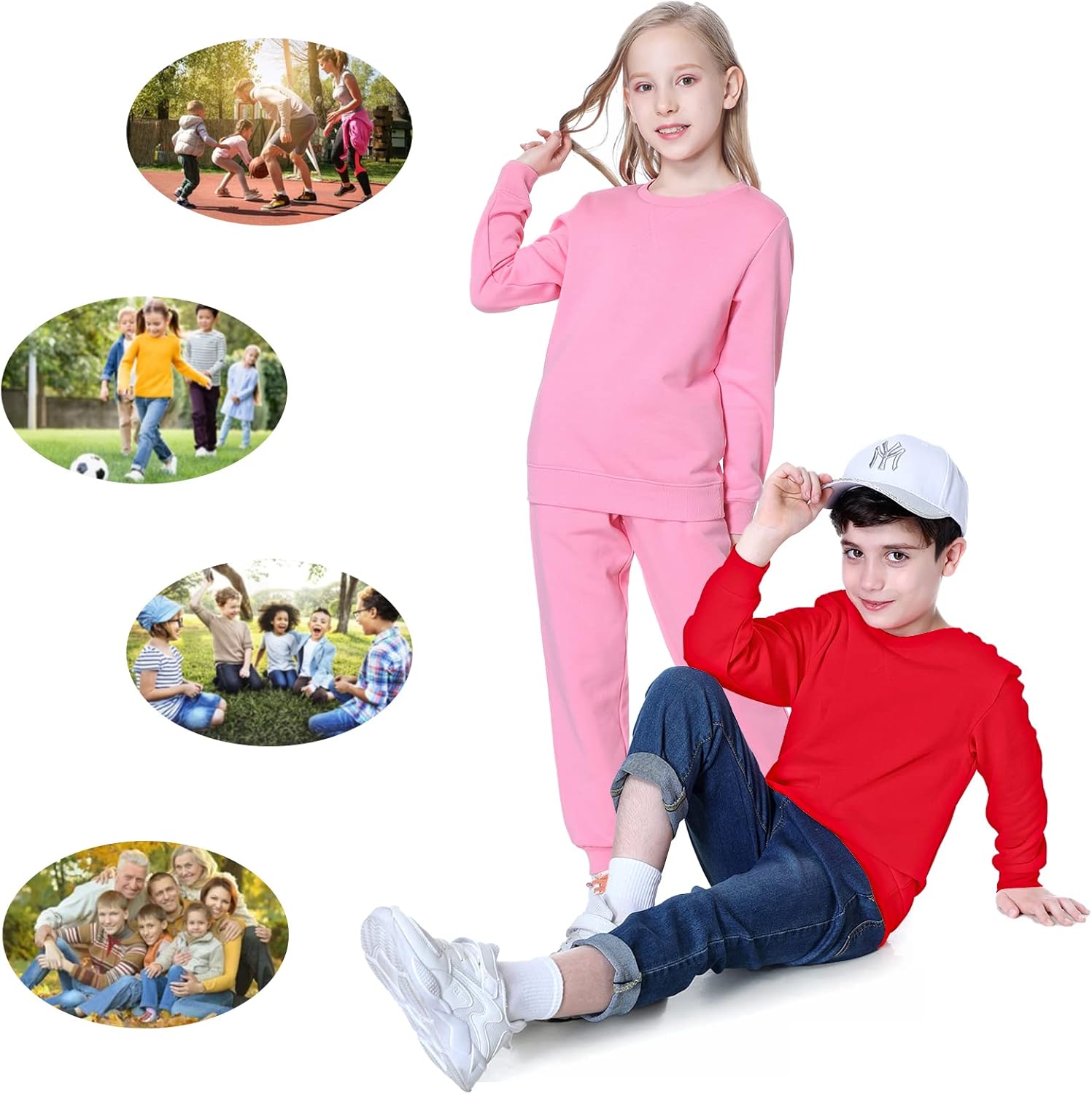 Kid Nation Kids Slouchy Soft Brushed Fleece Crewneck