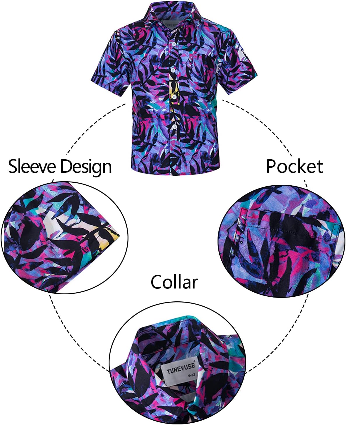 TUNEVUSE Little Big Boys Hawaiian Button Down Shirts and Shorts Sets