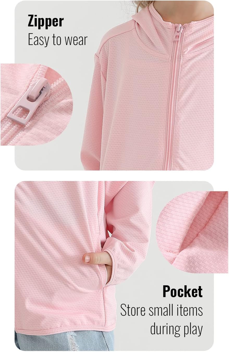 BAYRTIC Kids Athletic Hoodie Dry Fit Sun Protection Sweatshirt 3-12Y