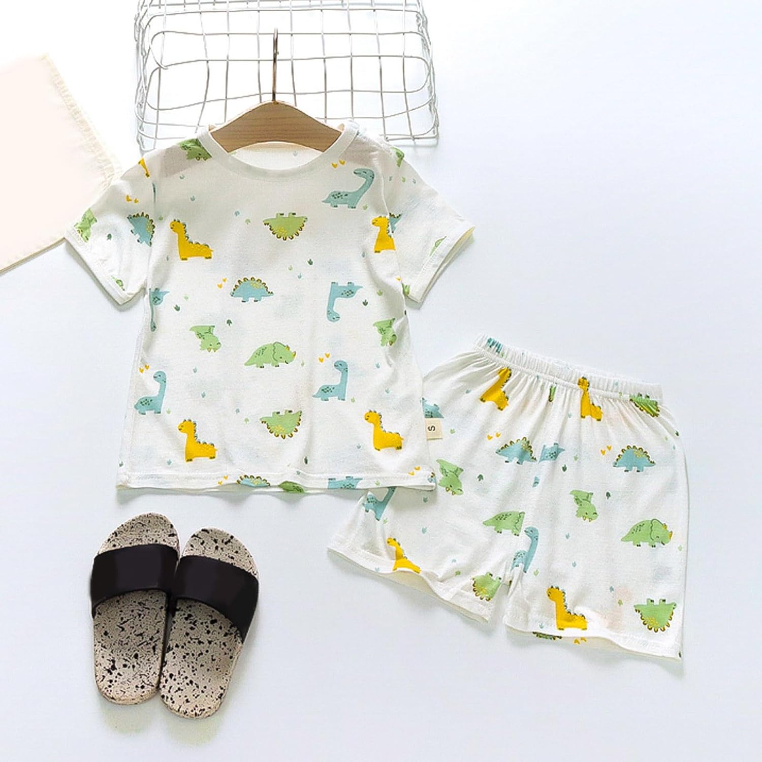 Cartoon Strawberry Dinosaur Toddler Boys Girls Short Sleeve Clothing
