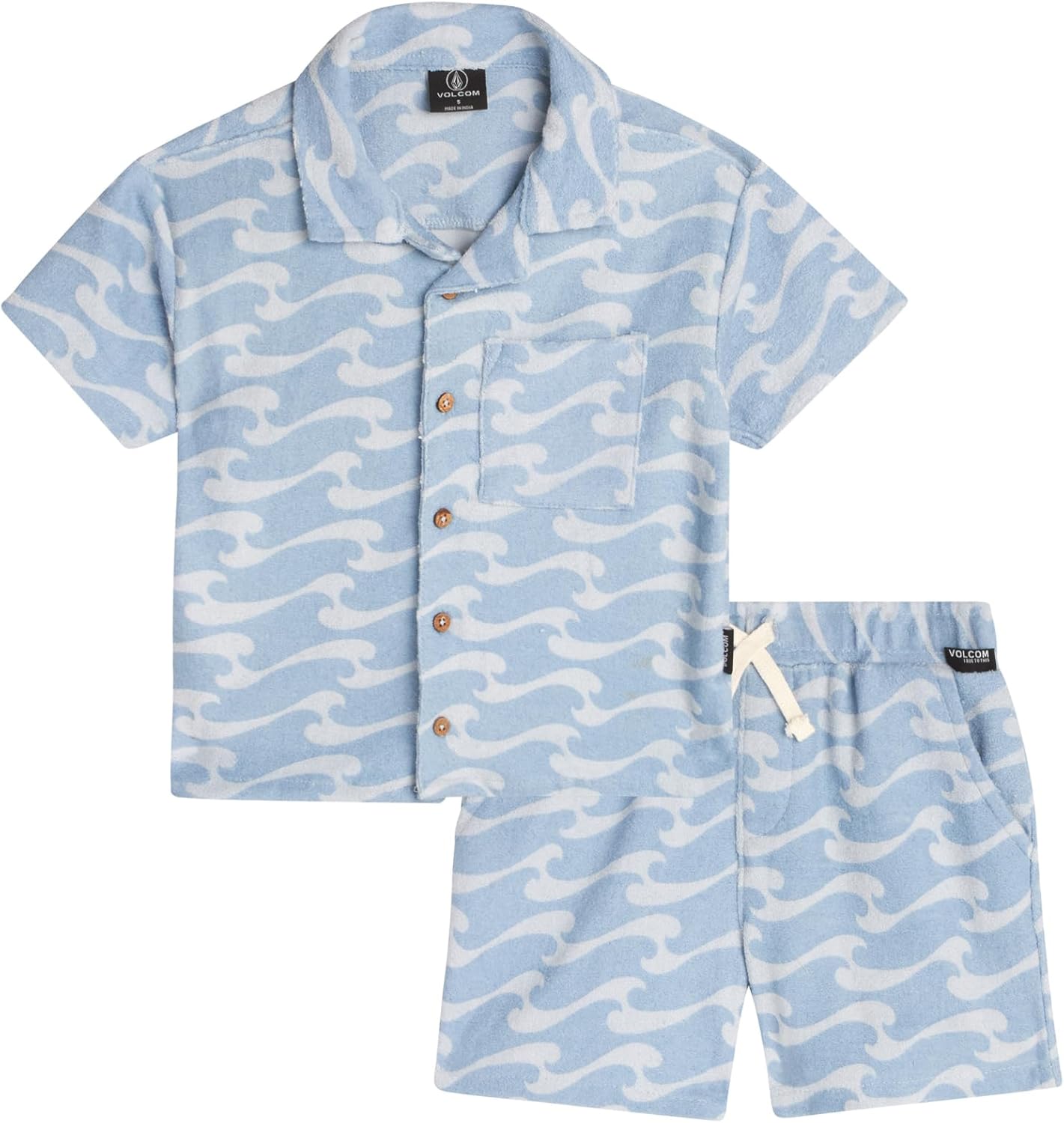 Volcom Toddler Boys Terry Short Set - 2-Piece Button Down Shorts