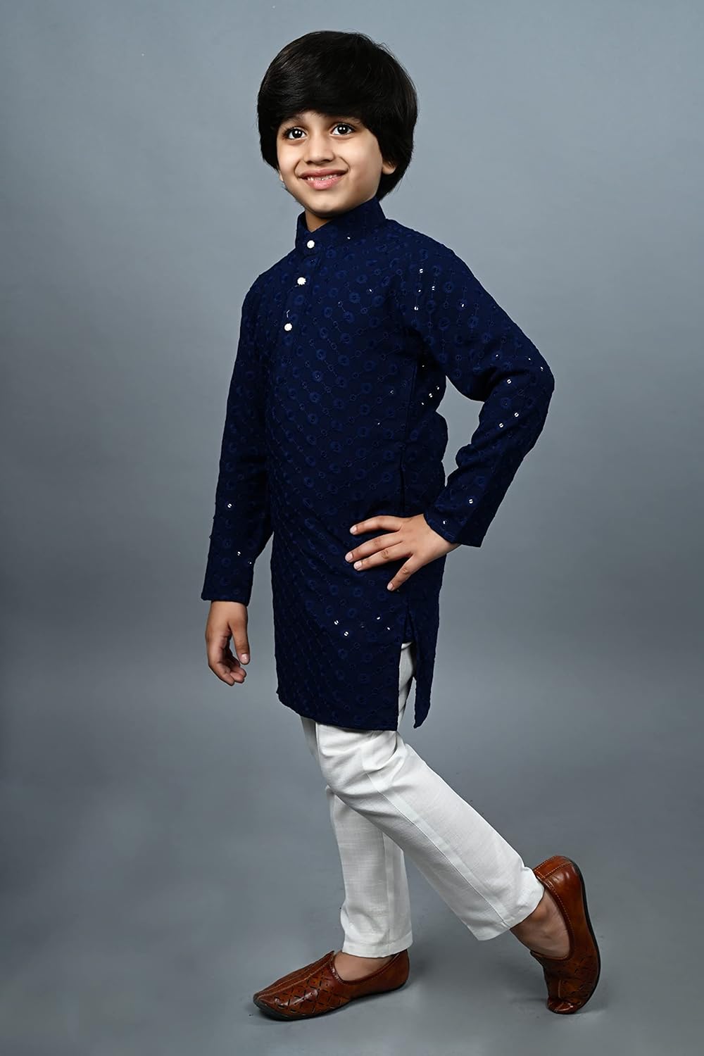 AHHAAAA Boys Sequin Kurta Set