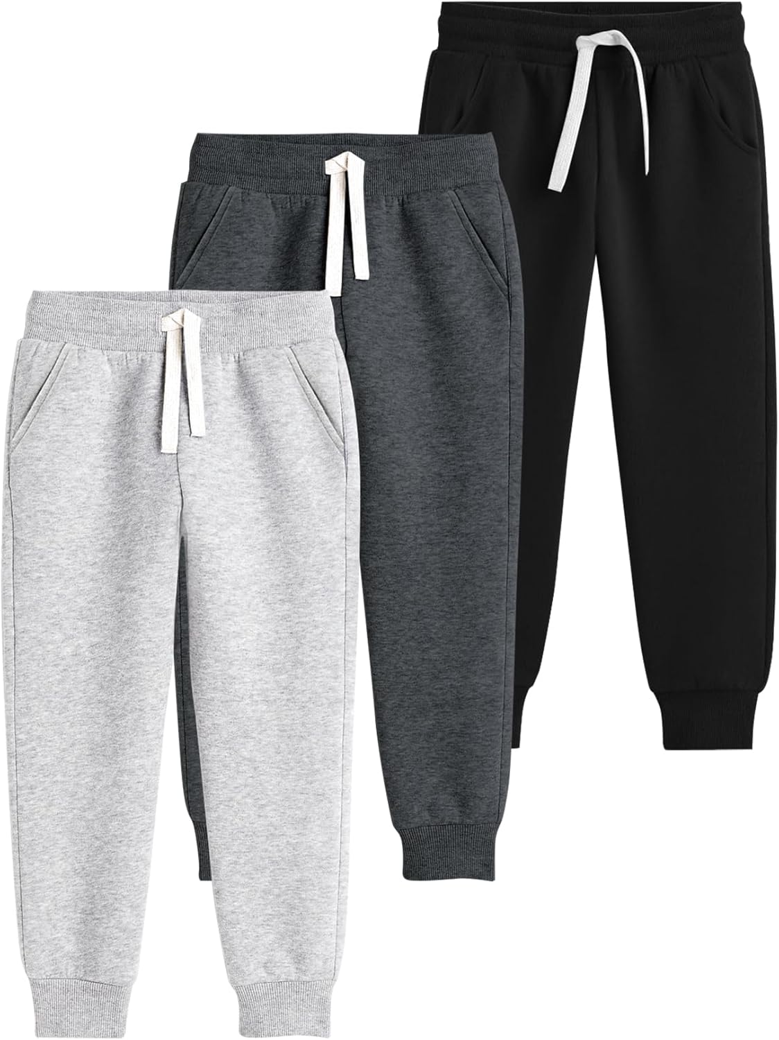 Flygo 3-Pack Comfortable Boys and Girls Jogger sweatpants