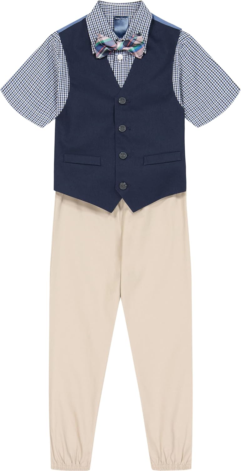 Nautica Boys 4-Piece Formal Set with Vest Pants Shirt and Tie