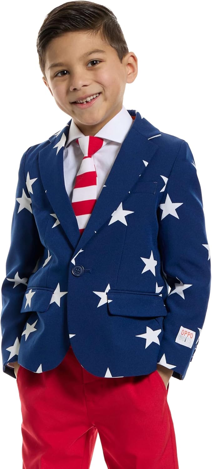 Patriotic 4th of July Boys USA Flag Suit