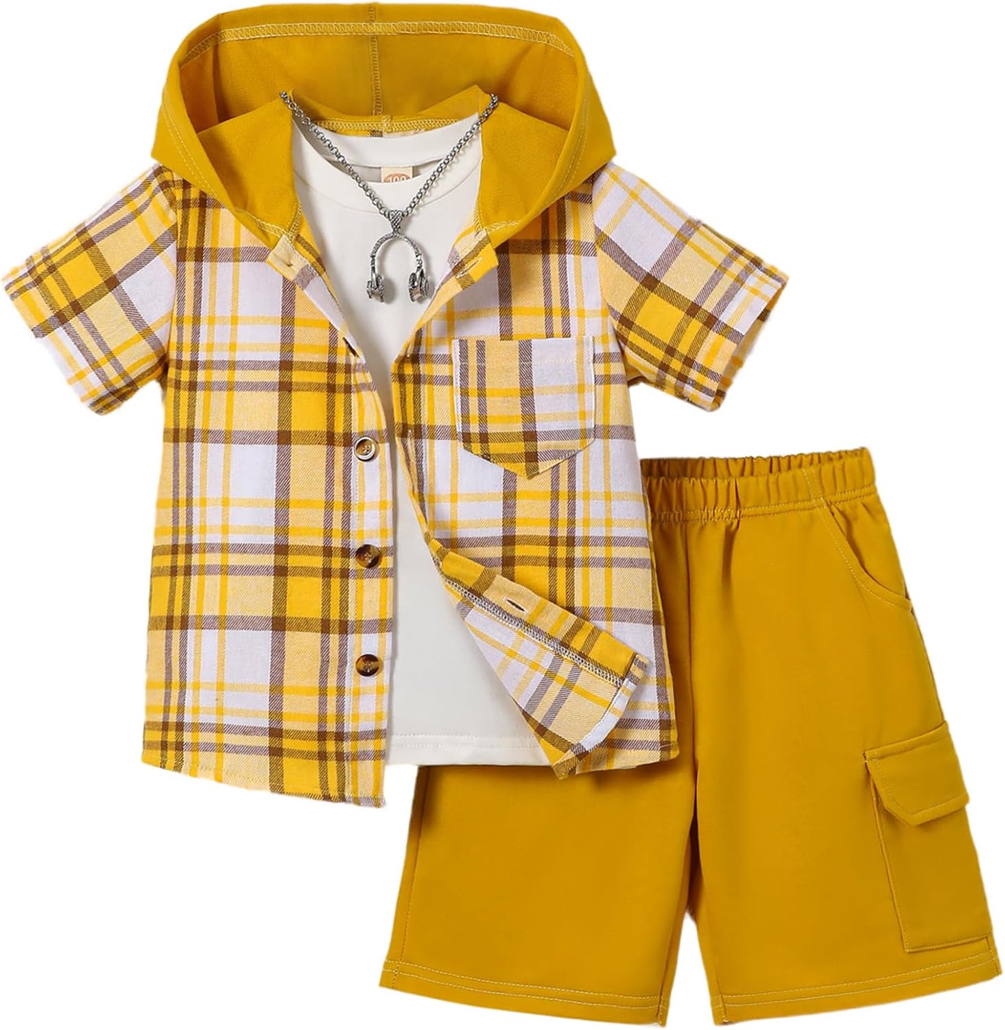 Soft Plaid Graphic T-Shirts Set for Boys