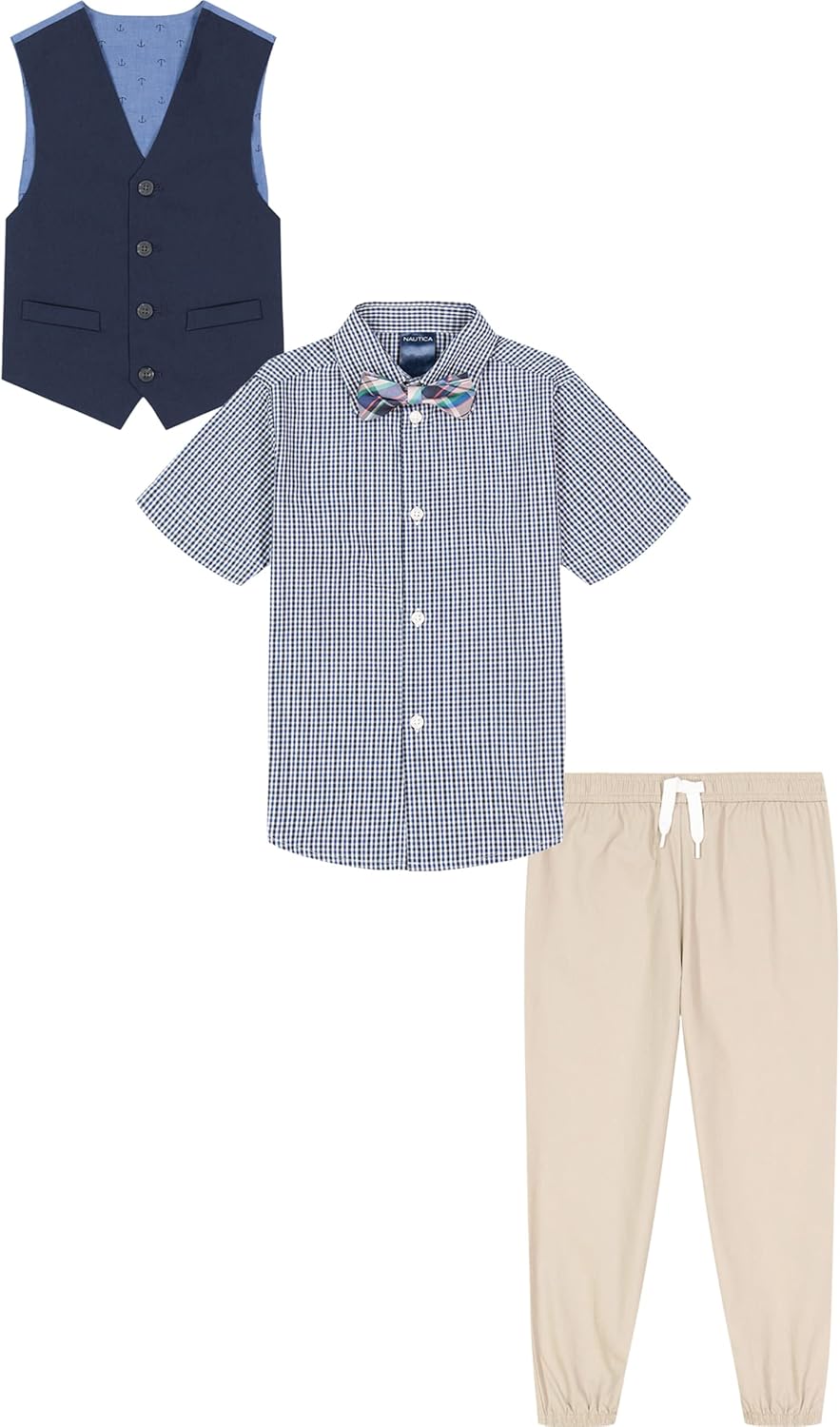 Nautica Boys 4-Piece Formal Set with Vest Pants Shirt and Tie