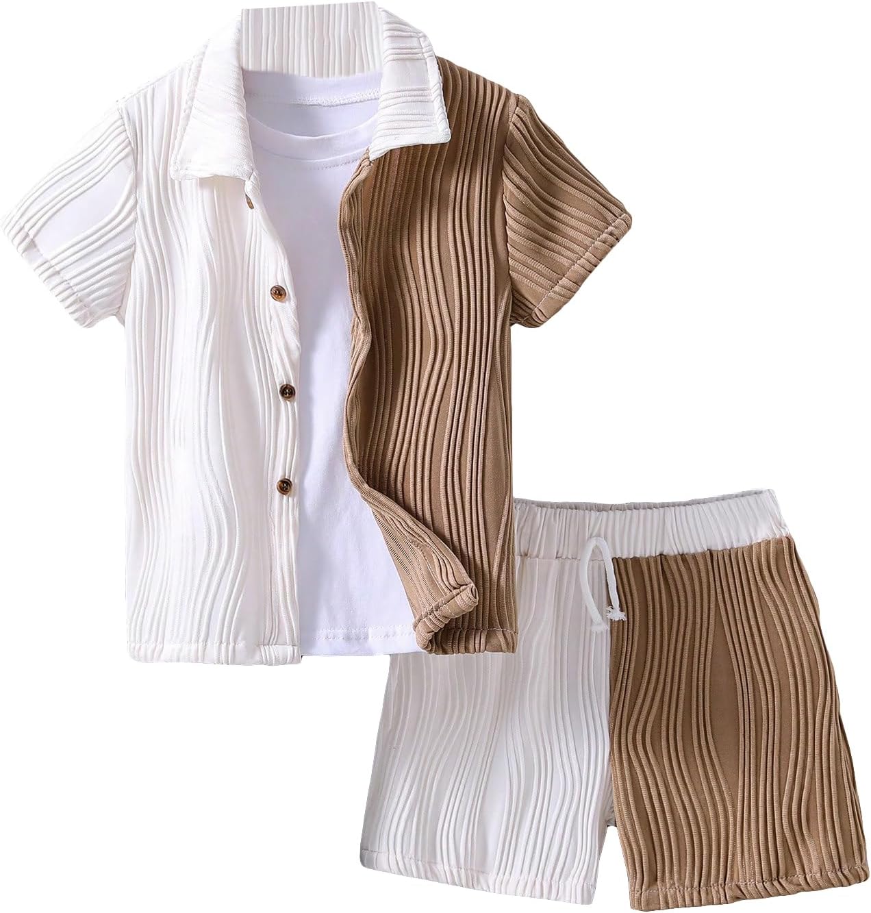 SweatyRocks Boys Two-Piece Button Down Shorts Set