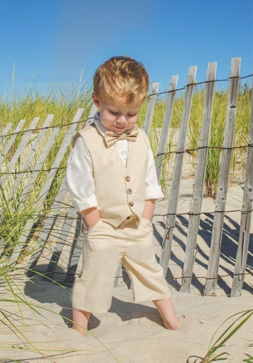 Tesscy Boys Linen Shorts Suit Charming and Comfortable for Summer